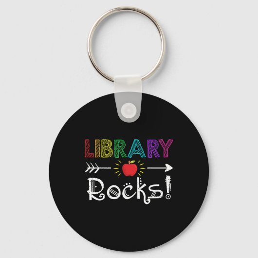 Library Rocks Leraar Student Fun Terug naar School Sleutelhanger (Voorkant)