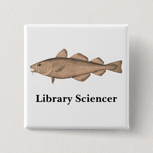 Library Sciencer met Cod: Vierkante Button (Voorkant)