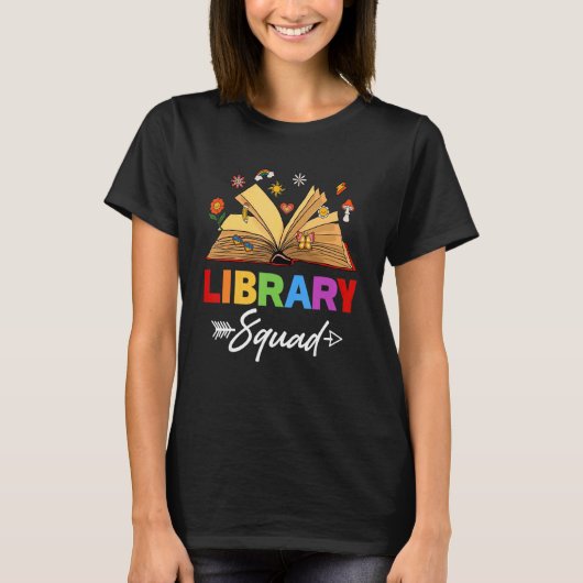 Library Squad Librarian Bookworm Book   Groovy T-shirt (Voorkant)