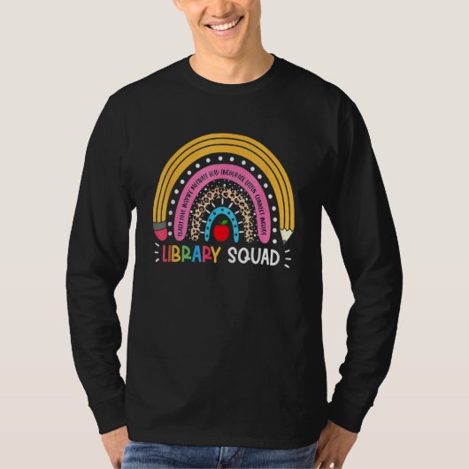 Library Squad Rainbow Leopard Teacher 100 Days Of  T-shirt (Voorkant)