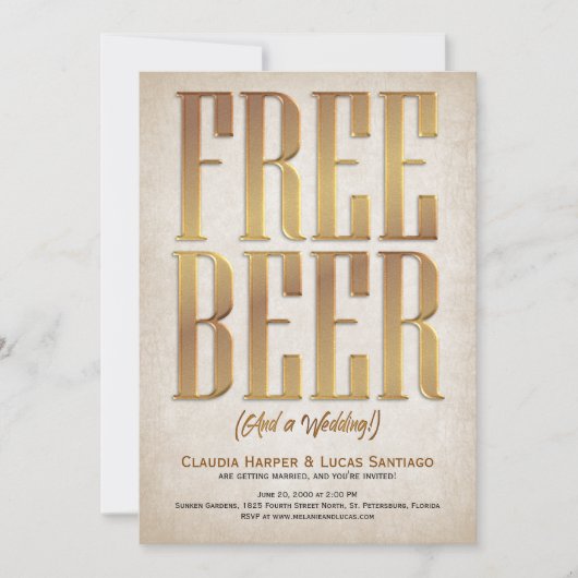Libre Bière Funny Faire-part de mariage (Devant)