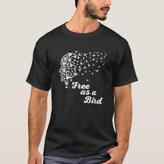 Libre En T-shirt Oiseau - Foule D'Oiseaux Liberté (Devant)