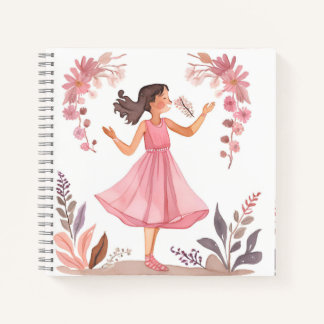 Libreta de chica en vestido rosa notitieboek