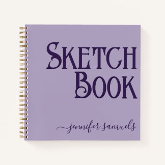 Libro bocetos lavanda 3D con nombre artista Notitieboek