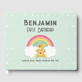 Libro de firmas osito arco iris. gastenboek