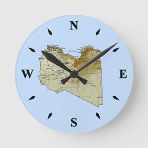 Libya Map Clock Ronde Klok