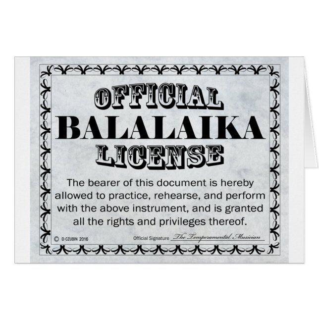 Licence Balalaika (Devant horizontal)