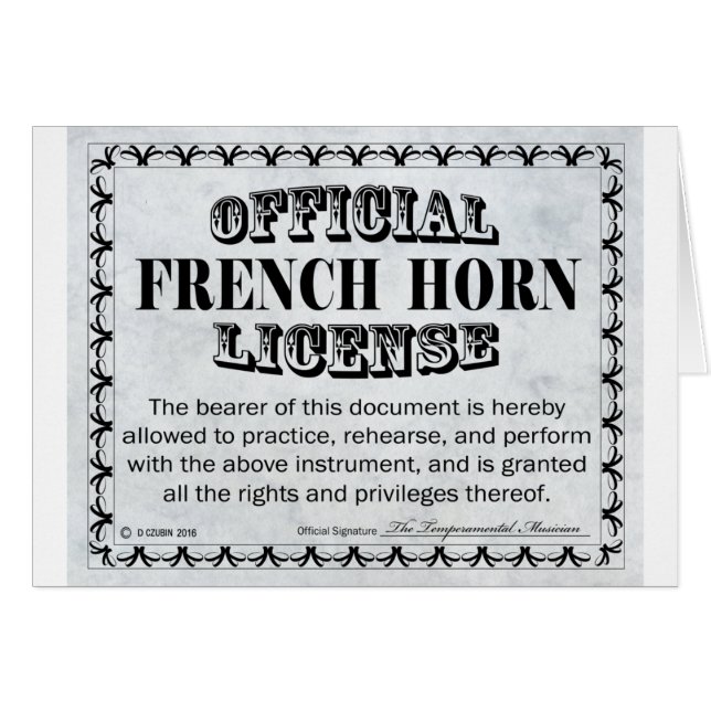 Licence de la Corne française (Devant horizontal)