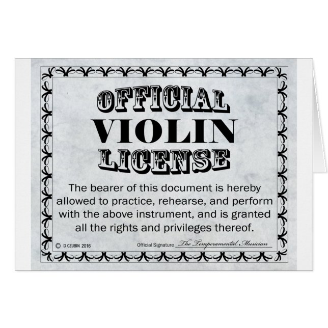 Licence de violon (Devant horizontal)