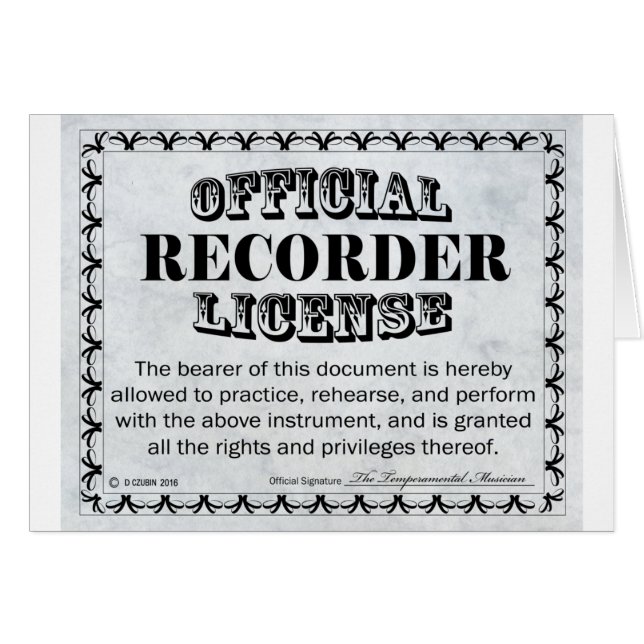 Licence d'enregistrement (Devant horizontal)