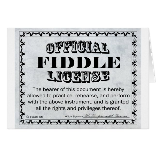 Licence Fiddle (Devant horizontal)