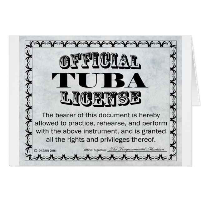 Licence Tuba (Devant horizontal)