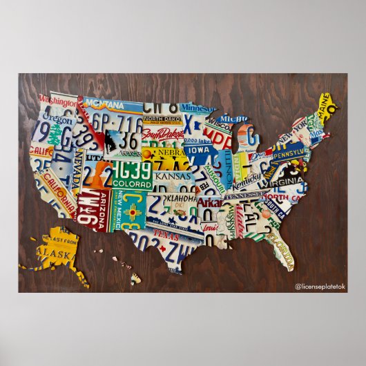 License Plate Map large wall poster (Voorkant)
