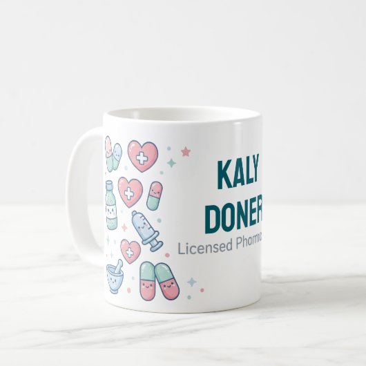 Licensed Pharmacist Personalized Mug | Cute Pharma (Devant gauche)