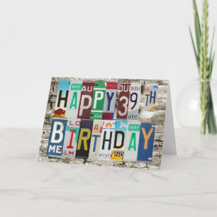 Licentie Borden Happy 39th Birthday Kaart