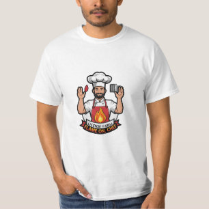Licentie voor Grill - Flame On, Chef Cartoon T-shi T-shirt