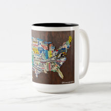 Licentieplaat Kaart tweetonige 15oz mok
