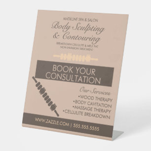 Lichaam contouring lichaamsculptuur massage therap reclamebord met voetstuk