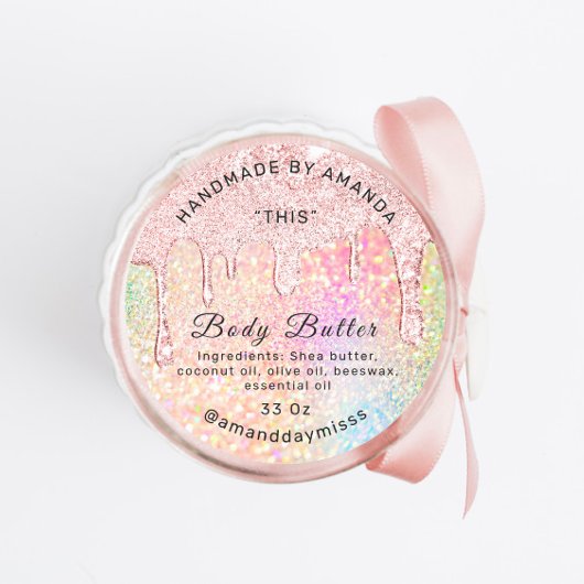 Lichaam Cosmetica Verpakking Roos Drips Holograaf Ronde Sticker