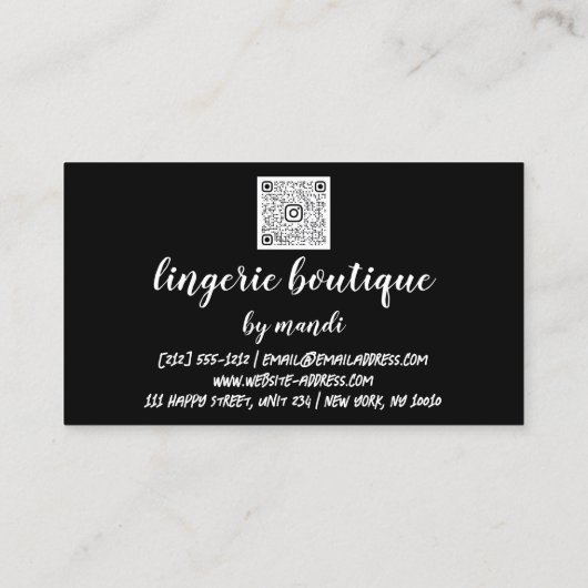 Lichaam Logo QRCode Bikini Onderkleding Winkel Gol Visitekaartje (Achterkant)