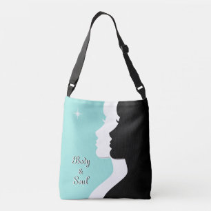 Lichaam & Ziel Vrouw Silhouetten op Turkoois Crossbody Tas