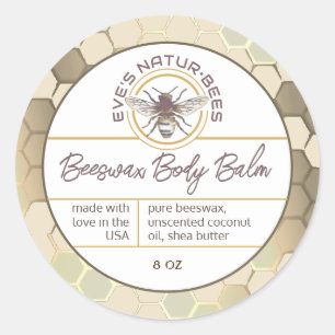 Lichaamsbalsem gemaakt met liefde honingraat bij l ronde sticker