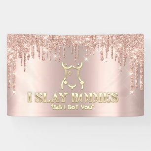 Lichaamsbedekking Beauty Logo Glitter Gold Logo Bu Spandoek