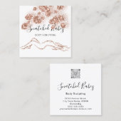 Lichaamsbloedslachting QRCODE Roos Floral Vierkante Visitekaartje (Voorkant / Achterkant)