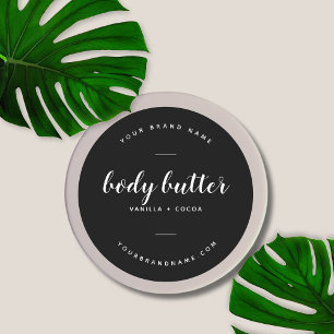 Lichaamsboter modern zwart product ronde sticker