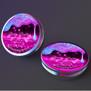 Lichaamsboter Verpakking Roze druppels Cosmetisch Ronde Sticker