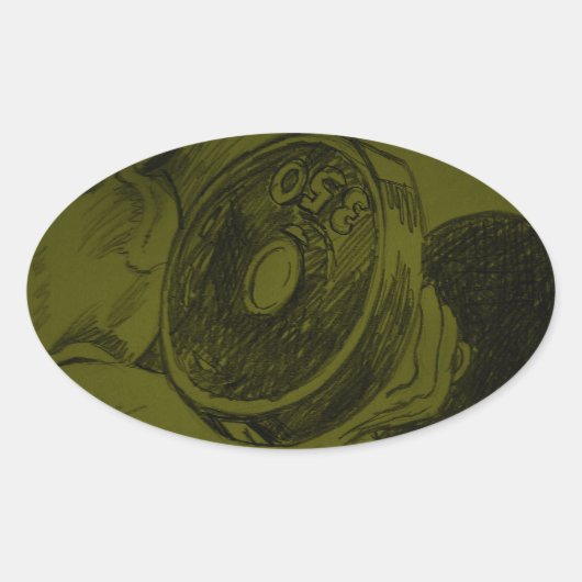 Lichaamsbouw Fitness potlood schets Ovale Sticker (Voorkant)