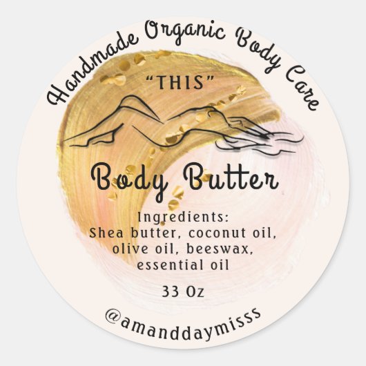Lichaamsbutter Balm Care Packaging Logo Gold Ronde Sticker (Voorkant)