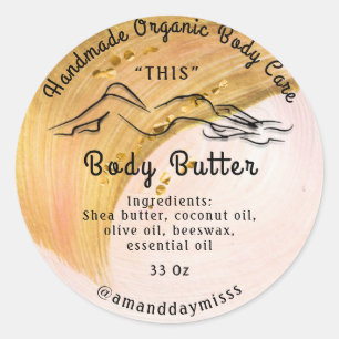 Lichaamsbutter Balm Care Packaging Logo Roos Blush Ronde Sticker