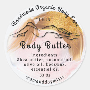 Lichaamsbutter Balm Care Verpakking Golden Pink Ronde Sticker