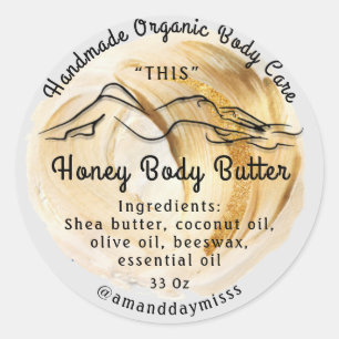 Lichaamsbutter Balm Verpakking Gold Grey Ronde Sticker