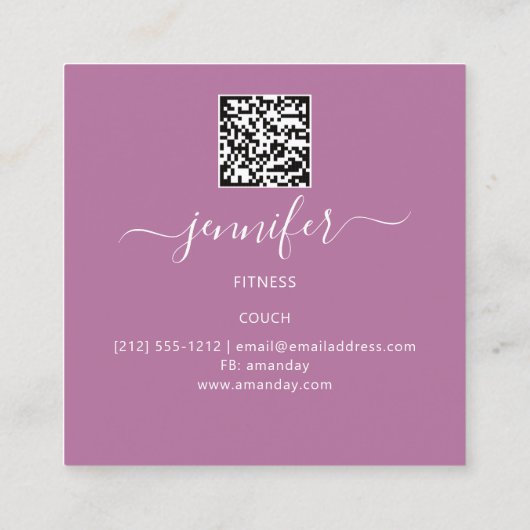 Lichaamsfitness Dance Couch QRCODE Logo Roze pasta Vierkante Visitekaartje (Achterkant)