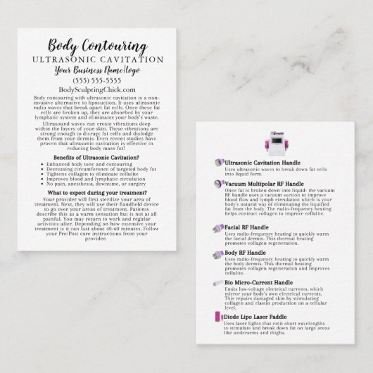 Lichaamsgehalte Ultrasonische ventilatie-informati Visitekaartje (Voorkant / Achterkant)