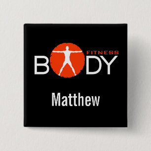 LichaamsMadness Fitness Persoonlijke trainer Naam Vierkante Button 5,1 Cm