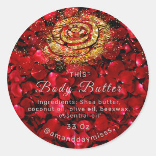 Lichaamsolie Boter Verpakking Bloem Roos Gold Peta Ronde Sticker