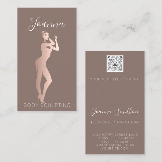 Lichaamsvorm Sculpting QR Code Logo Blush Roos Visitekaartje (Voorkant / Achterkant)