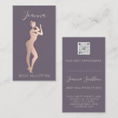 Lichaamsvormend Sculpting QR Code Logo Paars Visitekaartje (Voorkant / Achterkant)