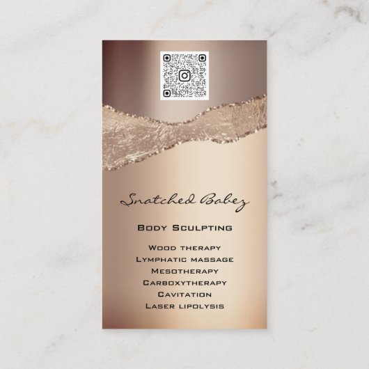 Lichaamszorg sculpend Logo QR Code Roos Glitter Wa Visitekaartje (Achterkant)