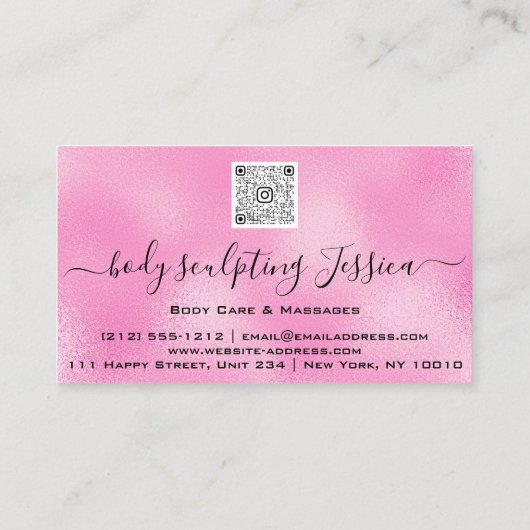 Lichaamszorg sculpend QRCode Logo Silver Glam Visitekaartje (Achterkant)