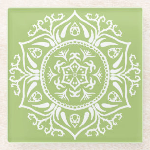 Lichen Mandala Glazen Onderzetter