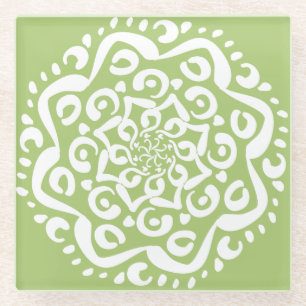 Lichen Mandala Glazen Onderzetter