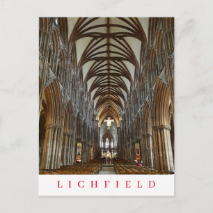 Lichfield kathedraal interieur uitzicht briefkaart