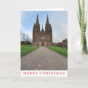 Lichfield Kathedraal uitzicht kerstkaart Feestdagen Kaart