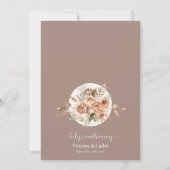 Licht Aarde Tone Bloemen Rustiek Boho Huwelijk Kaart (Achterkant)