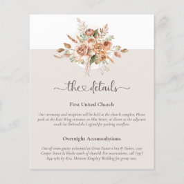 Licht Aarde Tone Bloemen Wedding Details Enclosure Flyer
