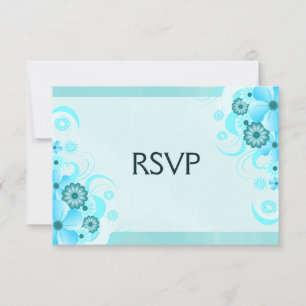 Licht Aqua Blauw Bloemen Elegante RSVP Reactie Kaa Kaartje